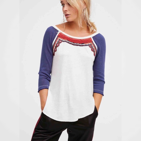 Free People Tops - FREE PEOPLE Ritu Embellished Tee NEW
